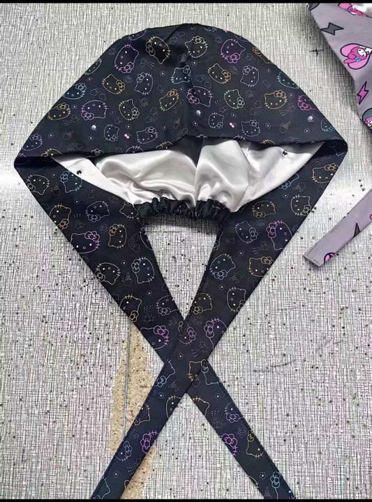 black hello kitty scrub cap
