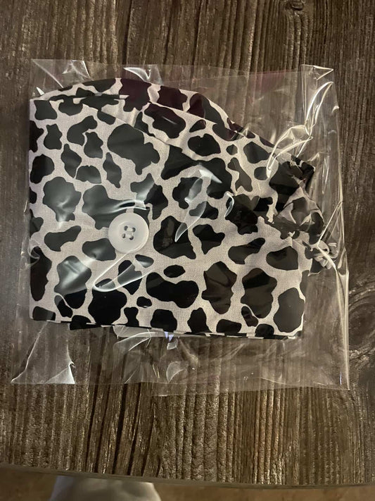cow print scrub cap